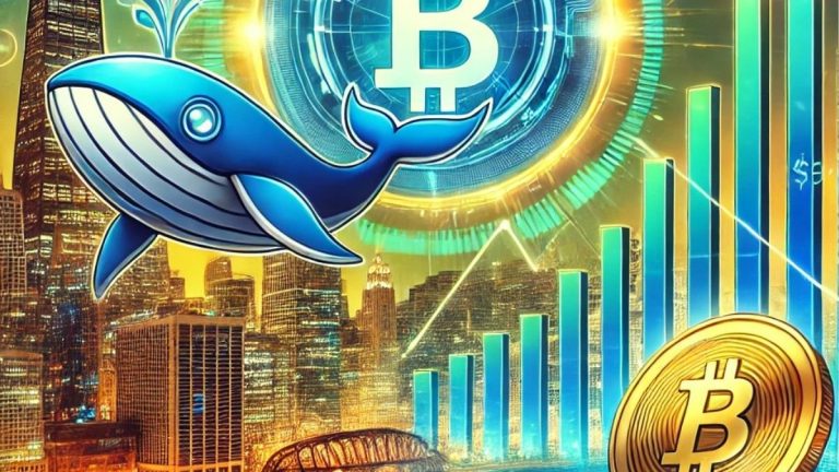 Illustration showcasing the rise of Catslap Coin ($SLAP) with a growth chart, a cat mascot, a whale, and the illuminated Chicago skyline, symbolizing investors and innovation in cryptocurrency.